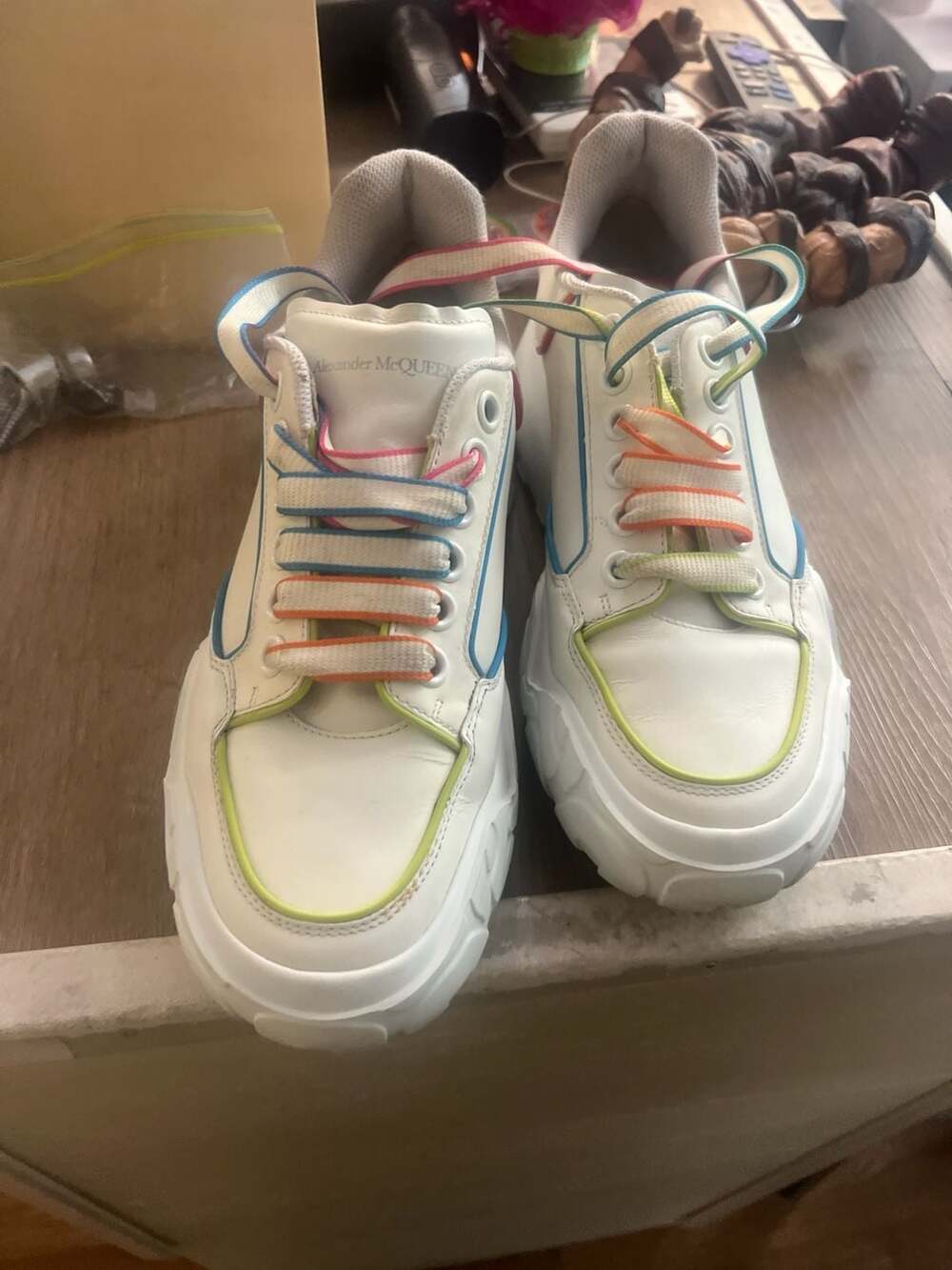 Alexander McQueen Court Trainer White Multi-Color Sneakers